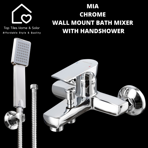 Mia Chrome Wall Mount Bath Mixer With Handshower