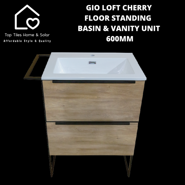 Gio Loft Cherry Floor Standing Basin & Vanity Unit -  600mm