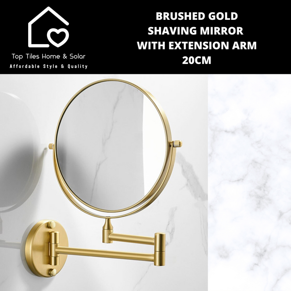 Brushed Gold Shaving Mirror with Extension Arm - 20cm