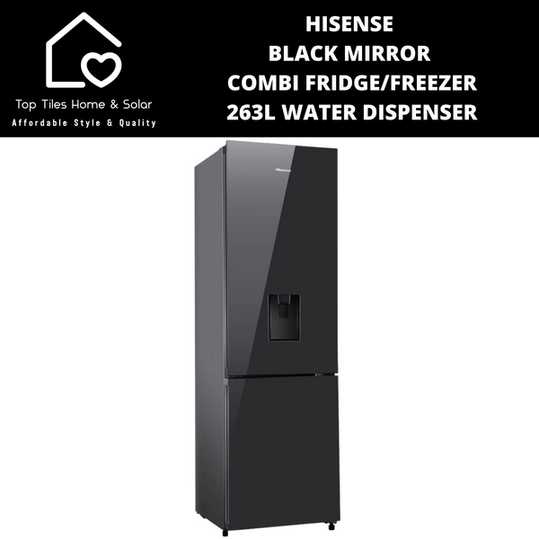 Hisense Black Mirror Combi Fridge/Freezer - 263L Water Dispenser