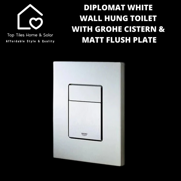 Diplomat White Wall Hung Toilet with Grohe Cistern & Matt Flush Plate