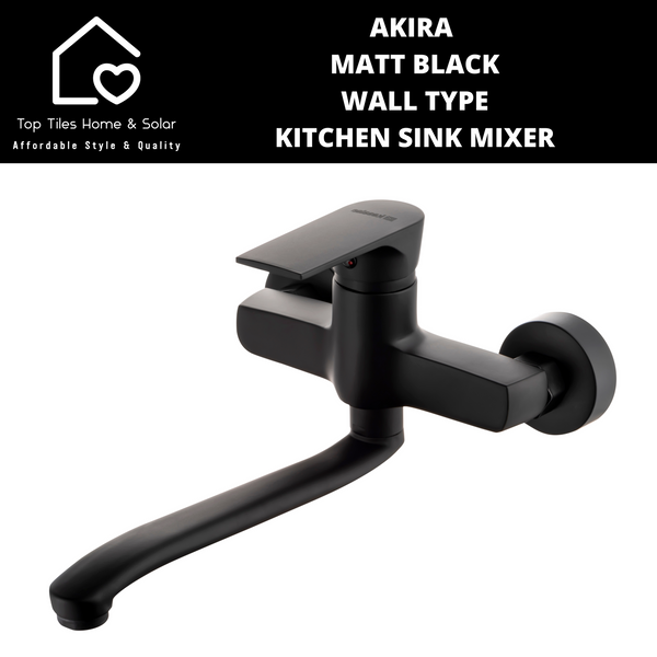 Akira Matt Black Wall Type Kitchen Sink Mixer