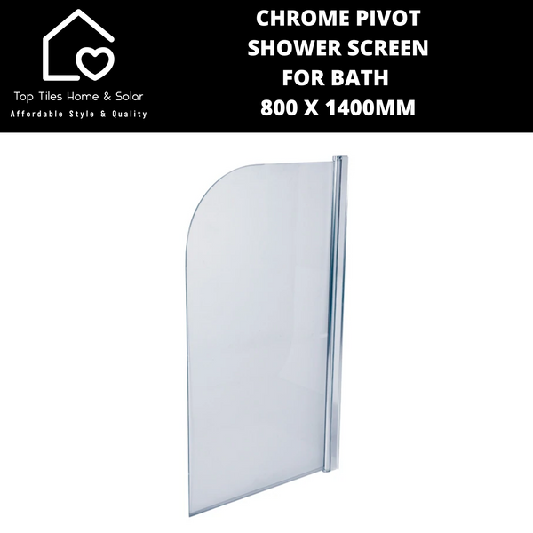 Chrome Pivot Shower Screen For Bath - 800 x 1400mm