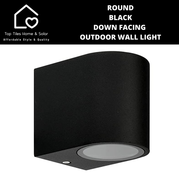 Round Black Down Facing Outdoor Wall Light