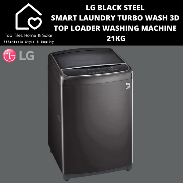 LG Black Steel Smart Laundry Turbo Wash 3D Top Loader Washing Machine - 21kg