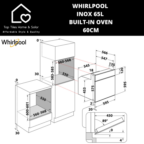 Whirlpool Inox 65L Built-In Oven - 60cm