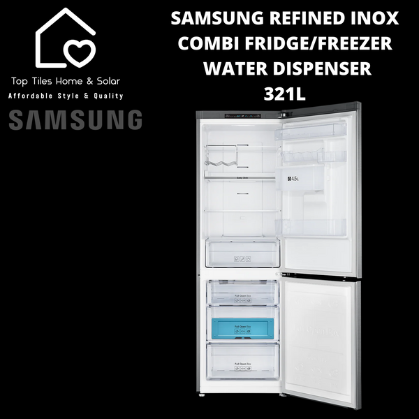 Samsung Refined Inox Combi Fridge/Freezer - 321L Water Dispenser