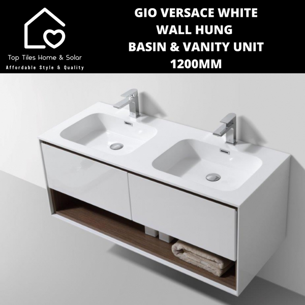 Gio Versace White Wall Hung Basin & Vanity Unit - 1200mm