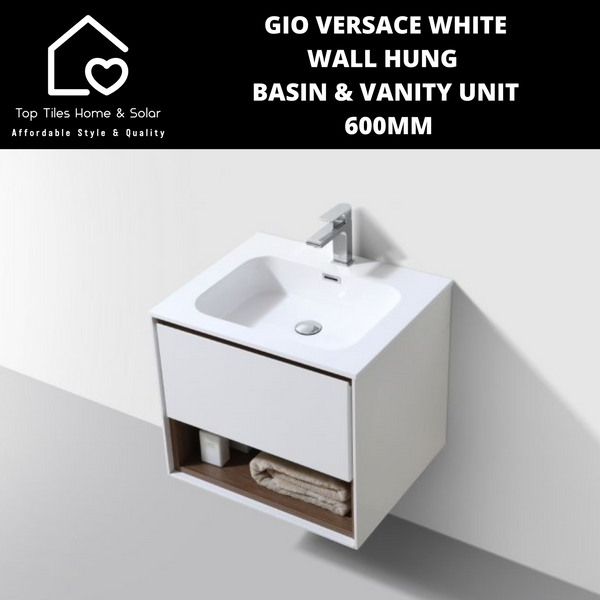 Gio Versace White Wall Hung Basin & Vanity Unit -  600mm