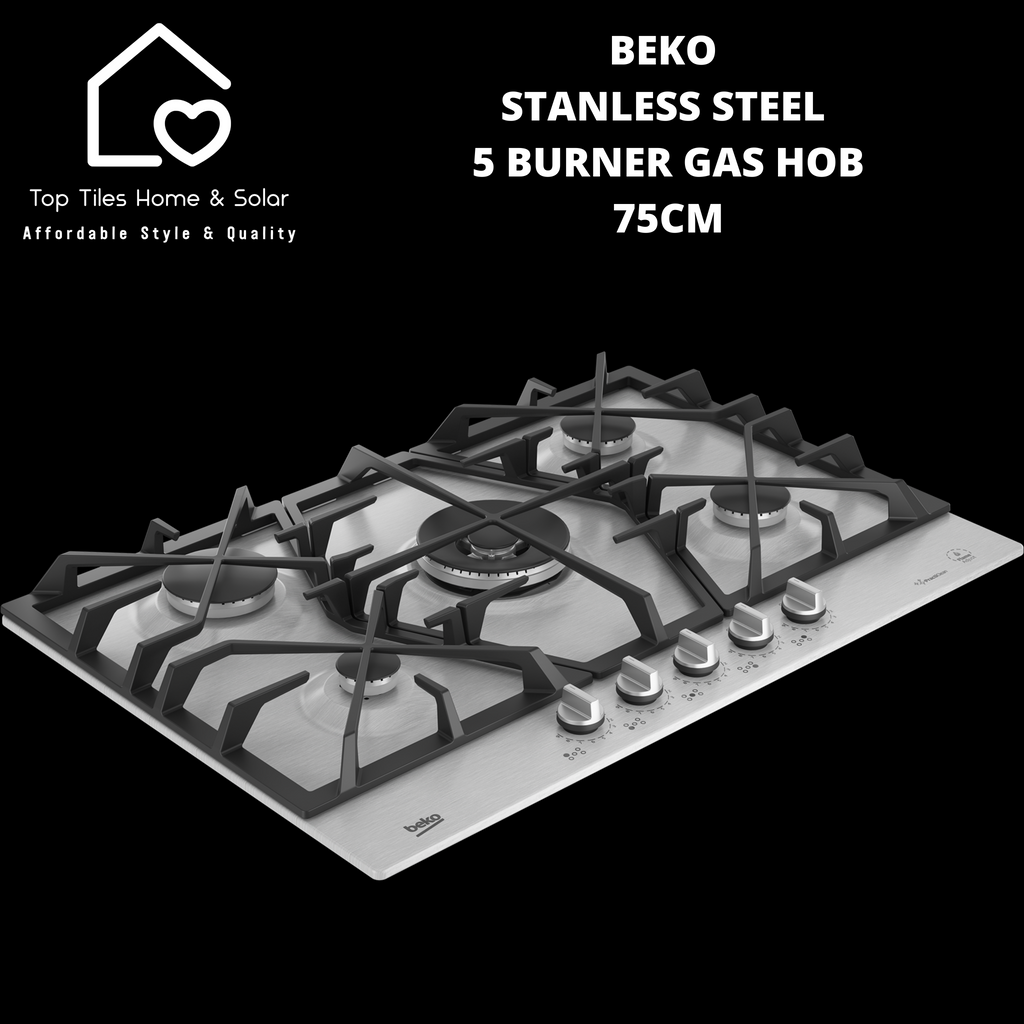 Beko Stainless Steel 5 Burner Gas Hob - 75cm – Top Tiles Home & Solar