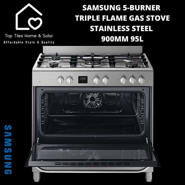 Samsung 5-Burner Triple Flame Gas Stove Stainless Steel - 900mm 95L