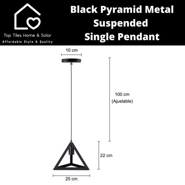 Black Pyramid Metal Suspended Single Pendant