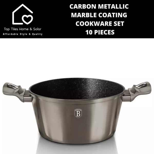 Carbon Metallic Marble Coating Cookware Set - 10 Pieces