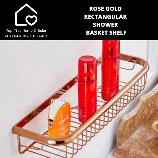 Rose Gold Rectangular Shower Basket Shelf