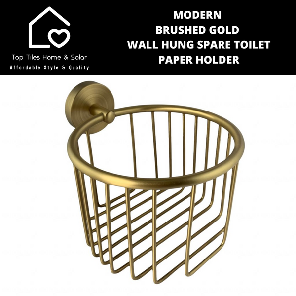 Modern Brushed Gold Wall Hung Spare Toilet Paper Holder