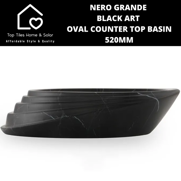 Nero Grande Black Art Oval Counter Top Basin - 520mm