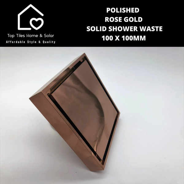 Polished Rose Gold Solid Shower Waste - 100 x 100mm