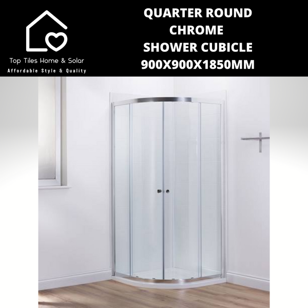 Quarter Round Chrome Shower Cubicle - 900x900x1850mm