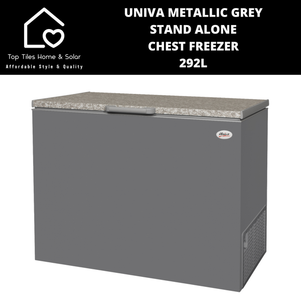 Univa Metallic Grey Stand Alone Chest Freezer - 292L