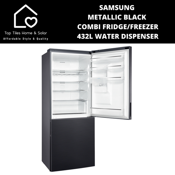 Samsung Metallic Black Combi Fridge Freezer - 432L Water Dispenser