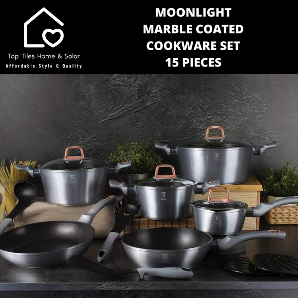 Moonlight Marble Coated Cookware Set - 15 Pieces