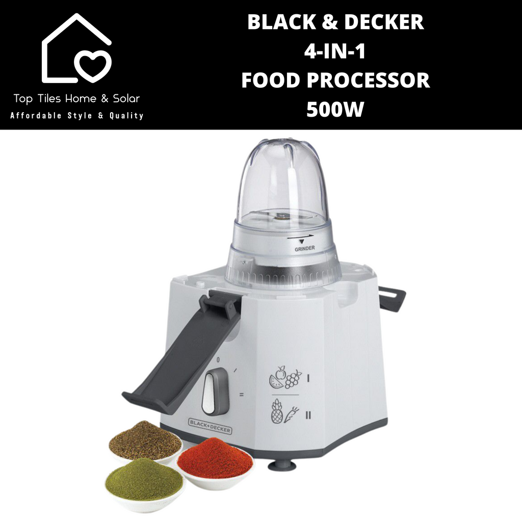 Black & Decker Food processor, 4 parts, 2 speeds, 500W, JBGM600-B5, White -  UPC: 5035048445365