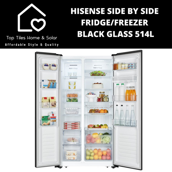 Hisense Side by Side Fridge with Mirror Glass - 514L Water Dispenser