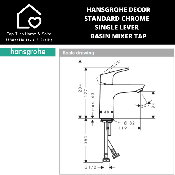 Hansgrohe Decor 100 Standard Single Lever Chrome Basin Mixer Tap