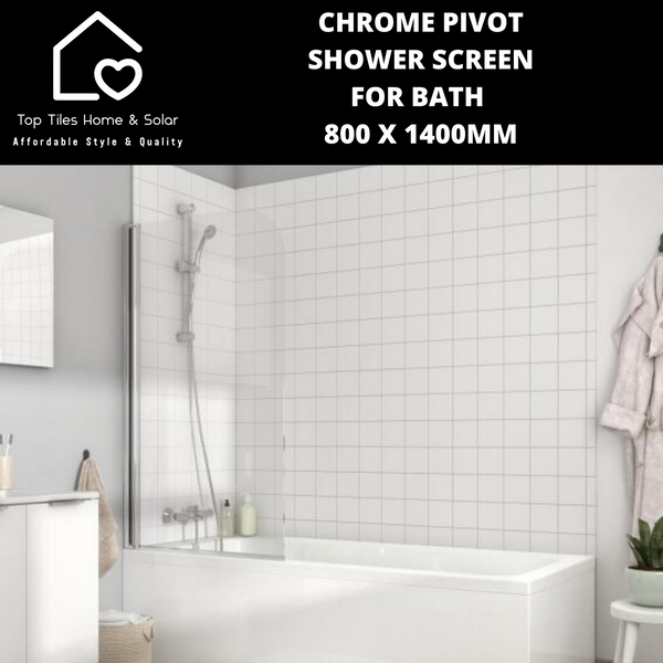 Chrome Pivot Shower Screen For Bath - 800 x 1400mm