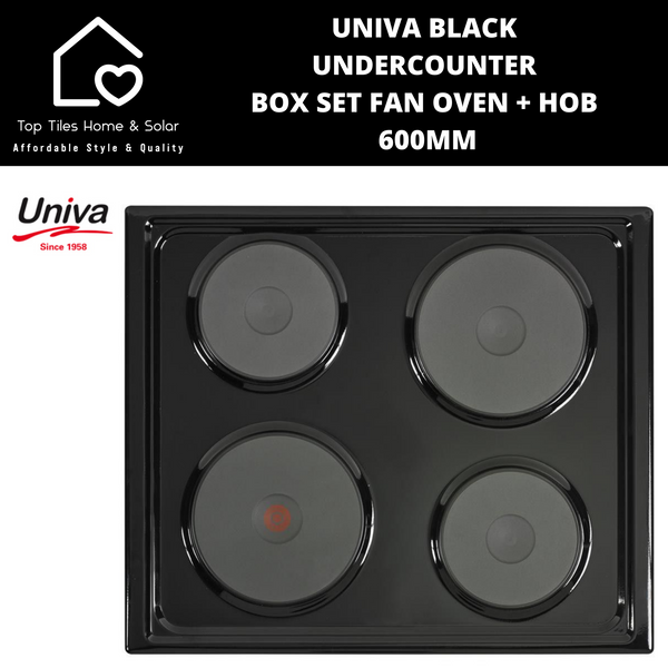 Univa Black Undercounter Box Set Fan Oven + Hob - 600mm