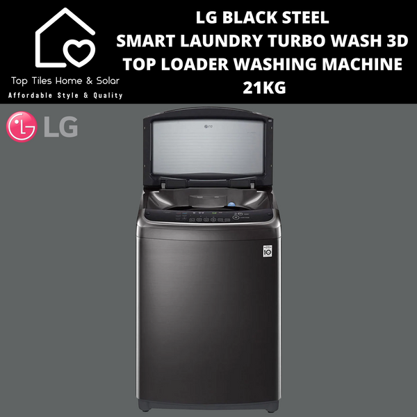 LG Black Steel Smart Laundry Turbo Wash 3D Top Loader Washing Machine - 21kg