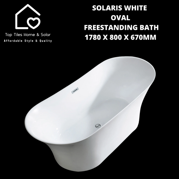 Solaris White Oval Freestanding Bath - 1780 x 800 x 670mm