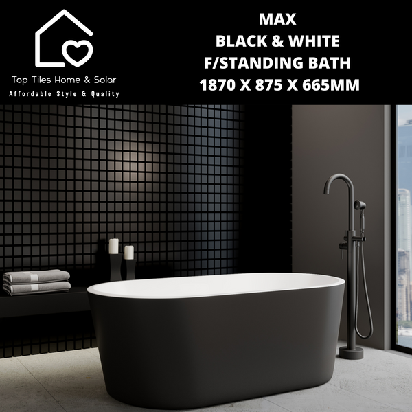 Max Black & White F/Standing Bath 1870 x 875 x 665mm