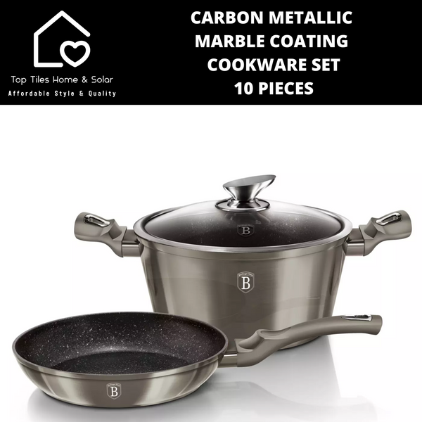 Carbon Metallic Marble Coating Cookware Set - 10 Pieces