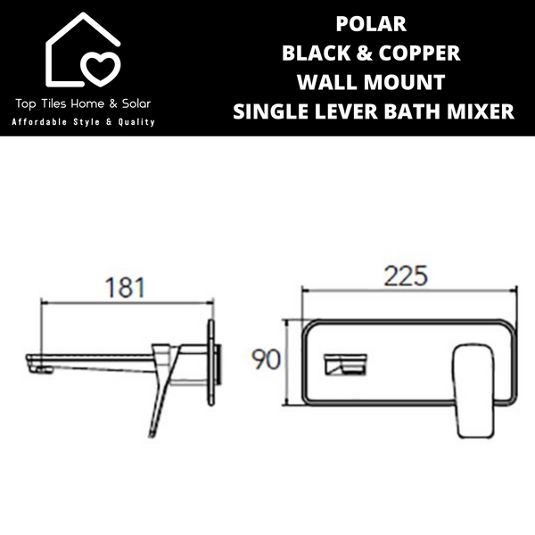 Polar Black & Copper Wall Mount Single Lever Bath Mixer