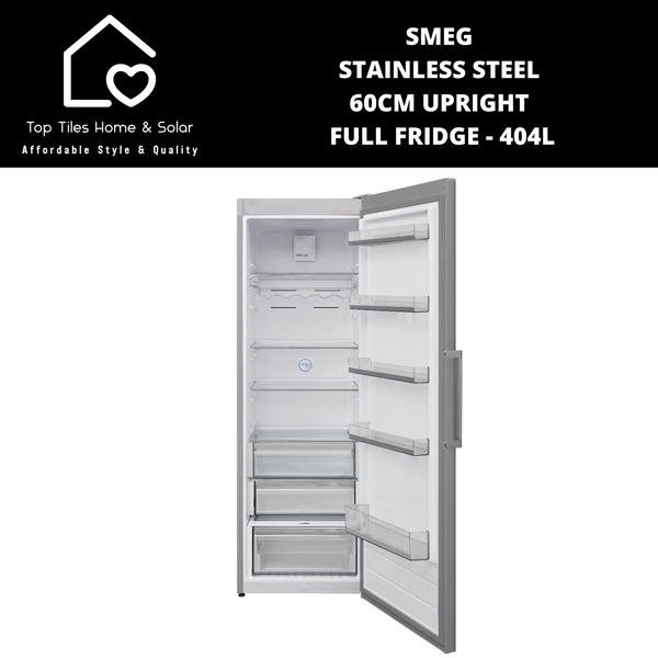 Smeg Stainless Steel 60cm Upright Full Fridge - 404L