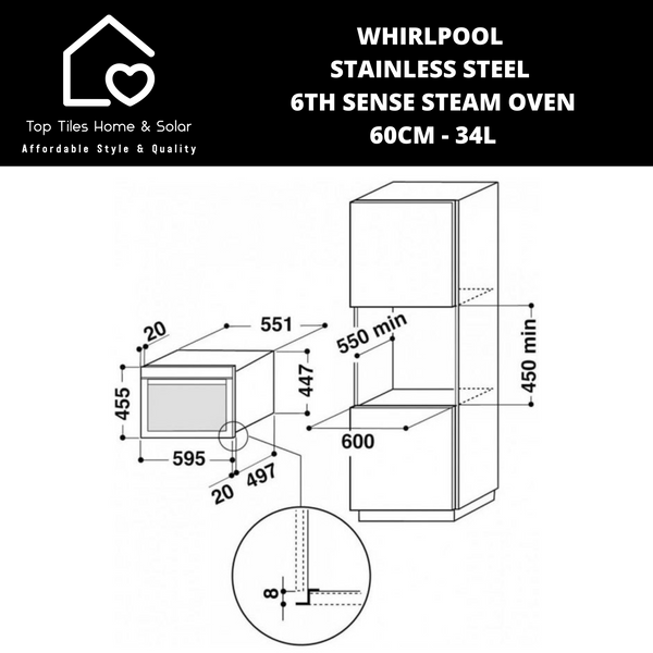 Whirlpool Stainless Steel 6th Sense Steam Oven - 60cm