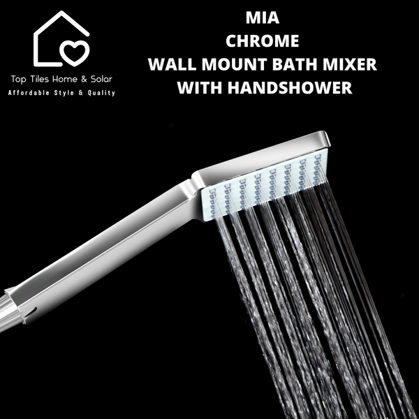 Mia Chrome Wall Mount Bath Mixer With Handshower