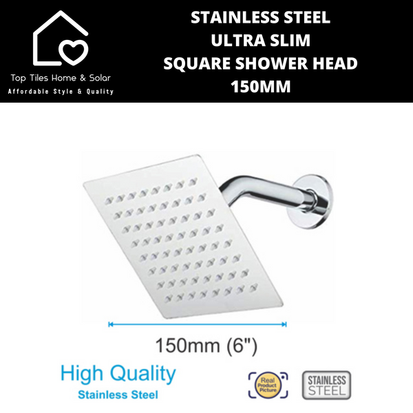 Stainless Steel Ultra Slim Square Shower Head - 150mm