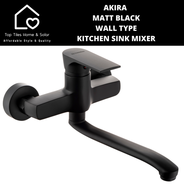 Akira Matt Black Wall Type Kitchen Sink Mixer