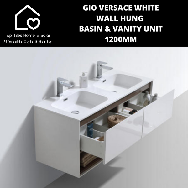 Gio Versace White Wall Hung Basin & Vanity Unit - 1200mm