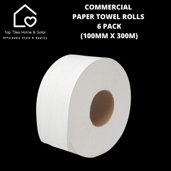 Commercial Paper Towel Rolls 6 Pack - (100mm x 300m)