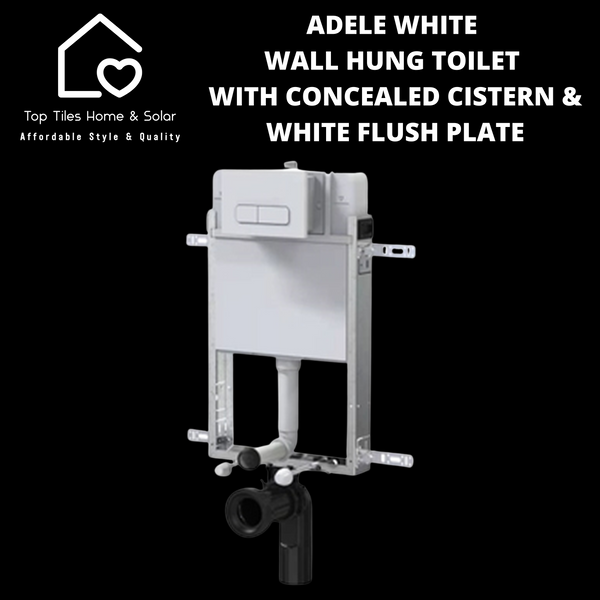 Adele White Wall Hung Toilet with Concealed Cistern & White Flush Plate