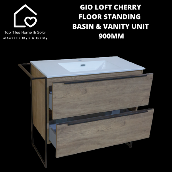 Gio Loft Cherry Floor Standing Basin & Vanity Unit -  900mm