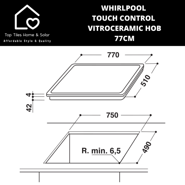 Whirlpool Touch Control Vitroceramic Hob - 77cm