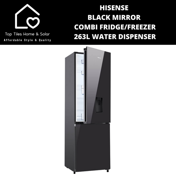 Hisense Black Mirror Combi Fridge/Freezer - 263L Water Dispenser