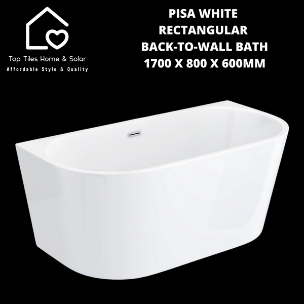 Pisa White Rectangular Back-To-Wall Curved Bath - 1700 x 800 x 600mm