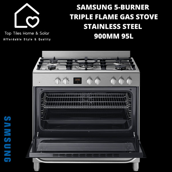 Samsung 5-Burner Triple Flame Gas Stove Stainless Steel - 900mm 95L