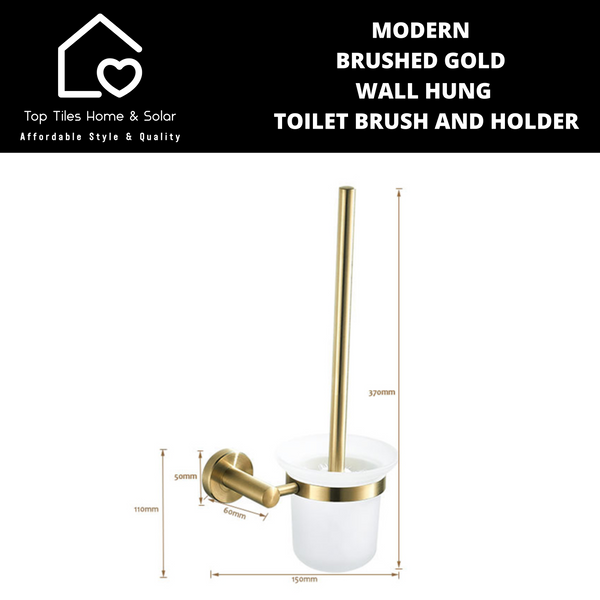 Modern Brushed Gold Wall Hung Toilet Brush and Holder