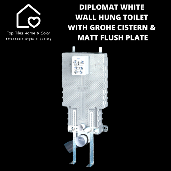 Diplomat White Wall Hung Toilet with Grohe Cistern & Matt Flush Plate